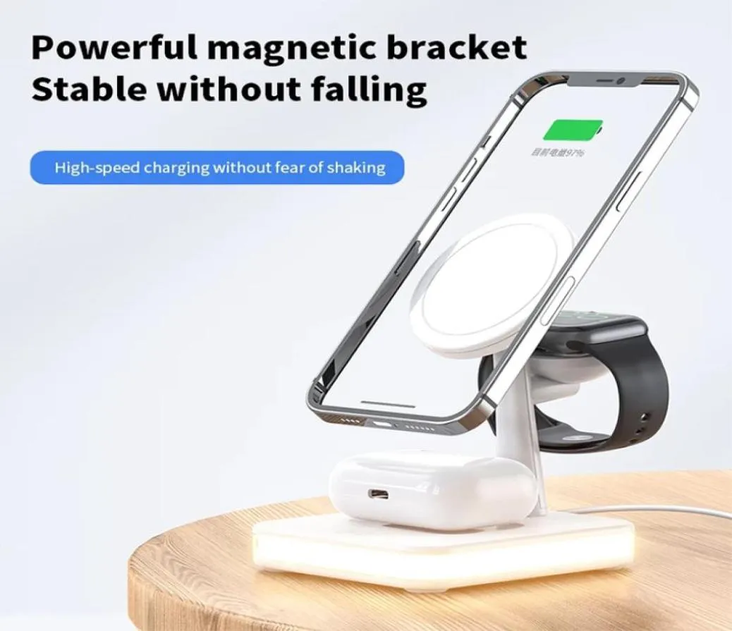 25W Magnetic Wireless Charger Stand för iPhone 13 Pro Max Mini Apple IWatch 7 AirPods PD QC30 USB Fast Charging Station7676369