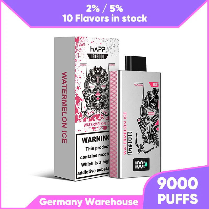 Puff 9000 10000 VAPE HAPP BAR IGT9000 skärm Display E Cigarettång EU VAPER Disponible Puff 9K 10K 2% 5% 10 smaker Skickor i Tyskland