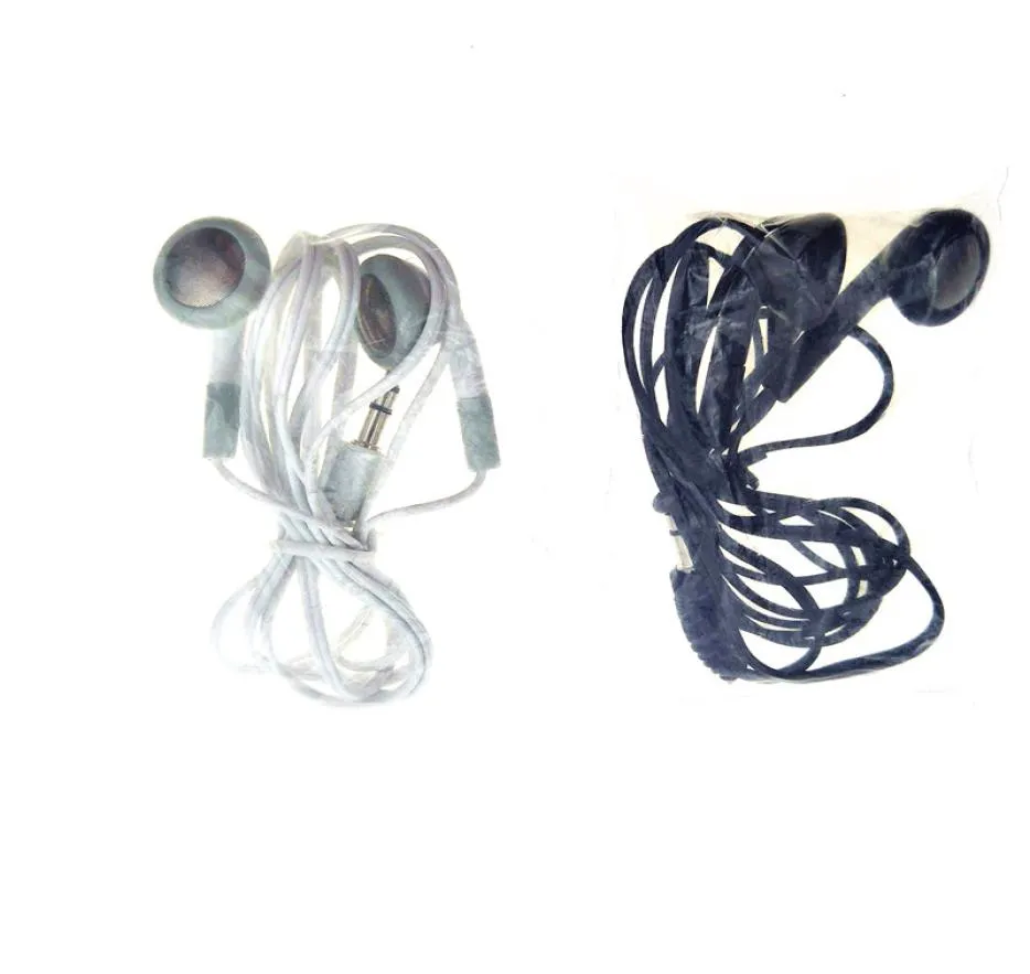 Whole 35mm Bulk Earphones Earbuds Headphones Headsets black white color for cell phone mp3 mp4 200pcslot4245709