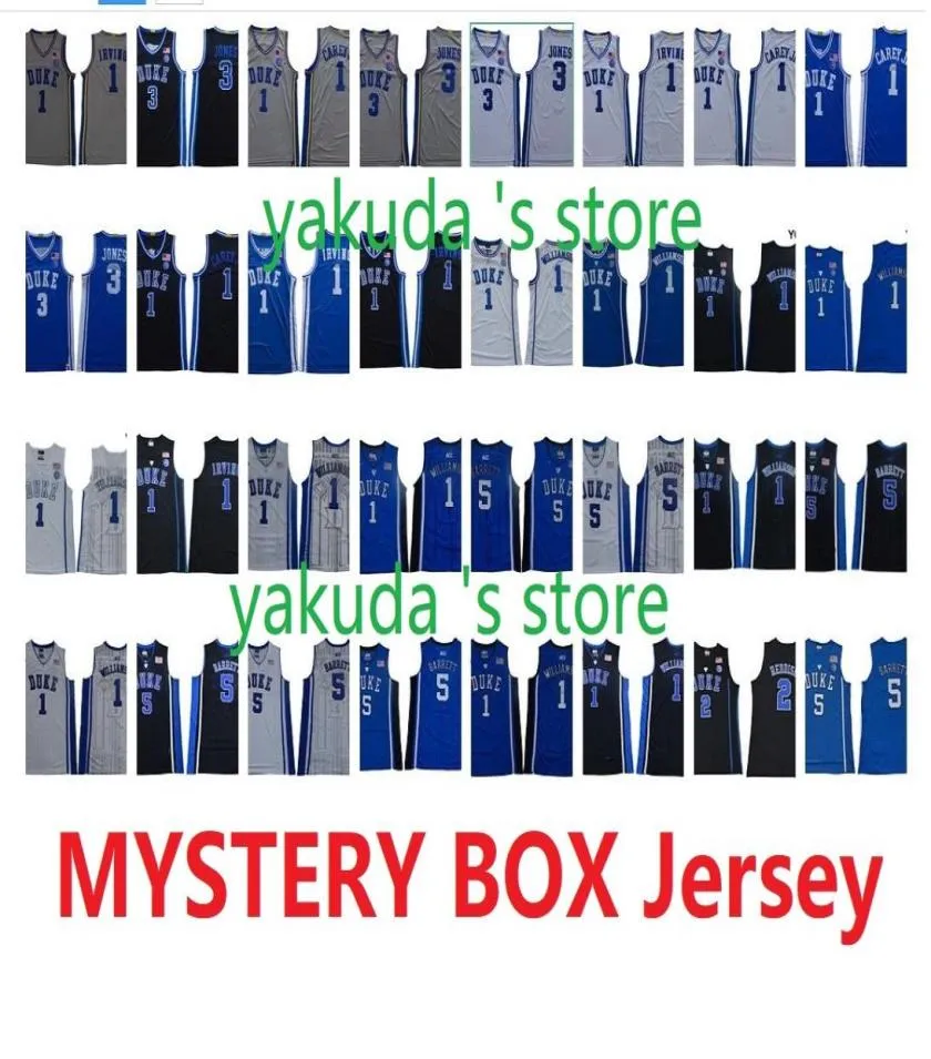 Regalo di Natale MYSTERY BOX Duke Blue Devils College Maglie Pallacanestro Jersey1 Irving CAREY JR 3 JONES 5Barrett Allen Wear 100 Nuovo Dr8615938