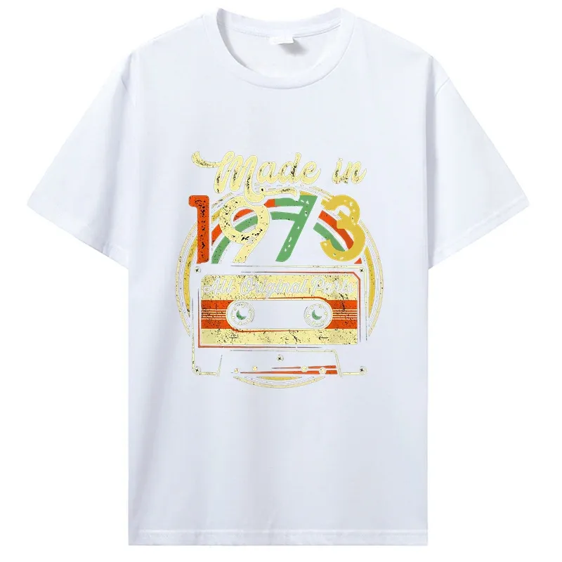 T-shirts pour hommes de 1973 cadeaux d'anniversaire pur coton T-Shirt drôle vieux T-Shirt à manches courtes vêtements T-Shirt surdimensionné