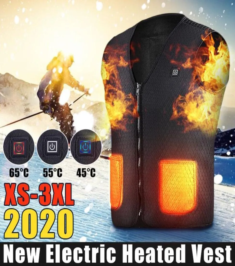 Men Smart USB Infrared Heating Vest Jacket Winter Flexible Electric Thermal Clothing Outdoor Waistcoat For Sports Hiking6402509