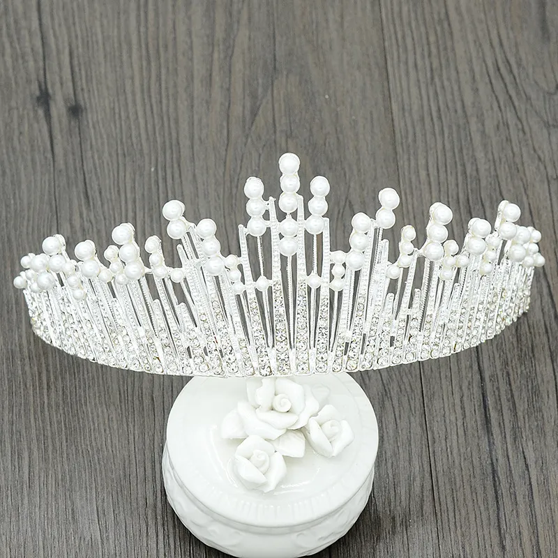 Baroque Rhingestone Pearl Crown Tiara Bridal Princess Tiara Wedding Hair Accessories Hair Ornement Bridal Tiara 2403