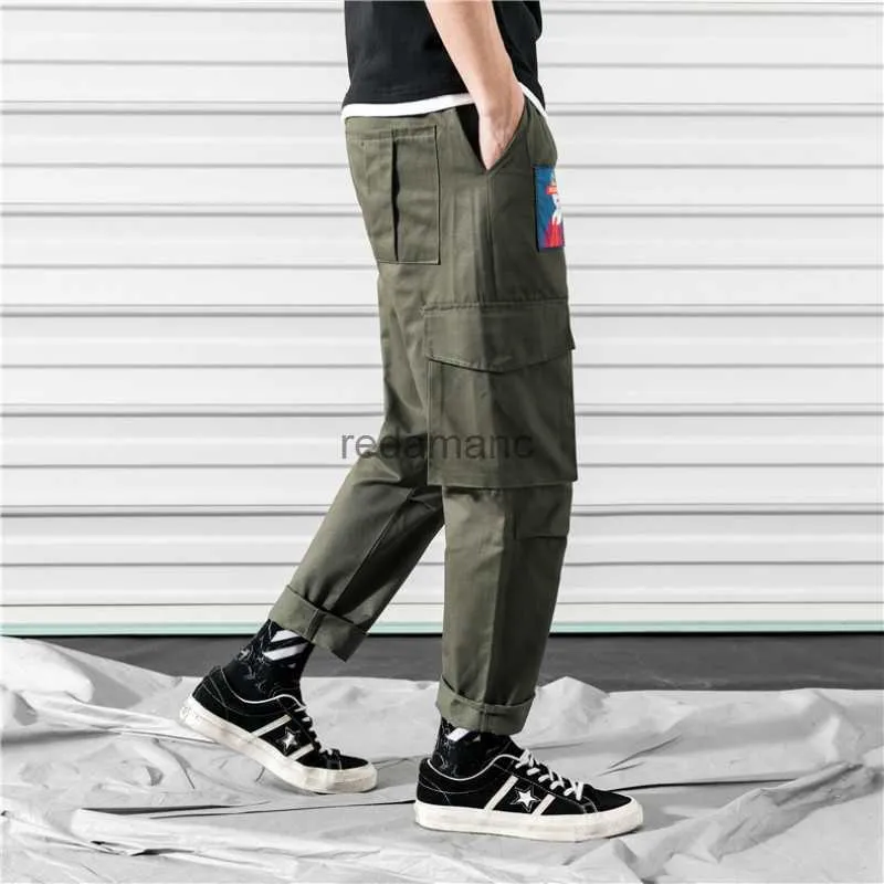 Men's Cargo Harem Joggers Baggy RIbbon Tactical Trousers Harajuku 240308