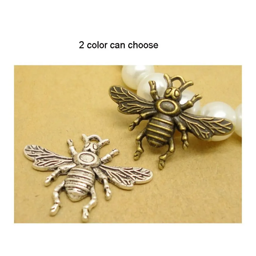 Items100pcs lot Alloy Bee bronze or silver Plated Charms Pendant Fit Jewelry DIY 25 24MM2383