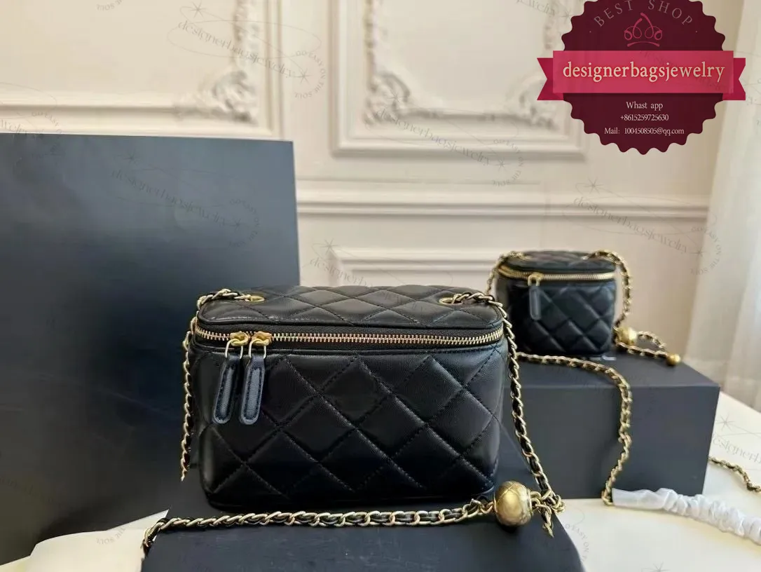 Borse di design di lusso Borsa per cosmetici a spalla da donna con specchio In pelle caviale trapuntata Versatile borsa a tracolla con tracolla in hardware dorato Borsa con pochette per valigie