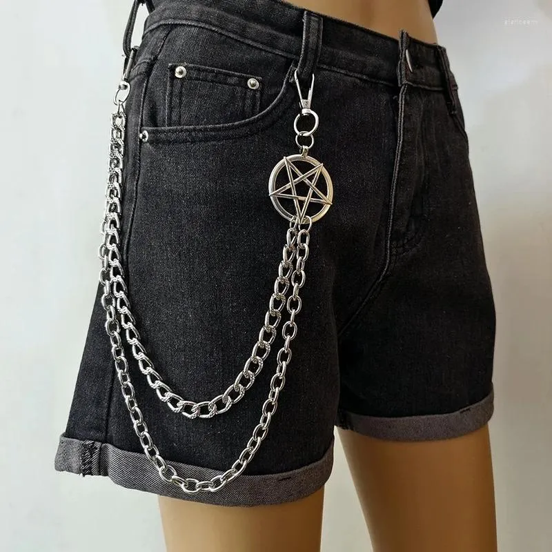 Portachiavi Punk Catena in metallo Pentagramma per uomo Donna Vita Chiave Pantaloni Jeans Pantaloni Hip-Hop Cintura Gothic Rock Emo Accessori