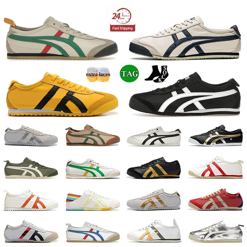 2024 Designer Runner Tiger Mexico 66 Chaussures de course en plein air Jogging Toile Jaune Noir Blanc Argent Slip-on Paresseux Entraînement Hommes Femmes Baskets Plateforme Basse Baskets