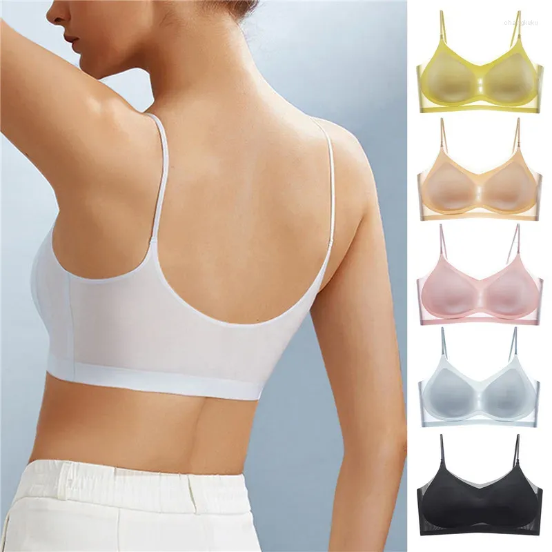 Bras Women Ultra Thin Ice Silk Seamless Bra Soft Beauty Back Underwear Sport Bralette Push-up Lingerie Plus Size