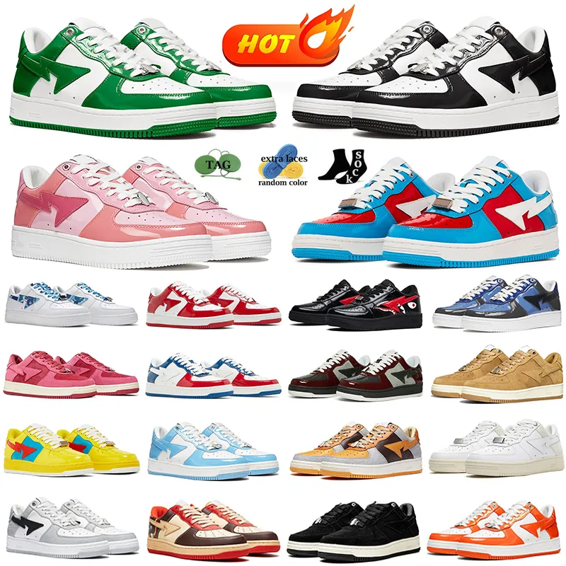 2024 new product star shoes for men women sta designer sneakers black white pink blue camo suede patent leather mens womens bapesstars outdoor sports trainers