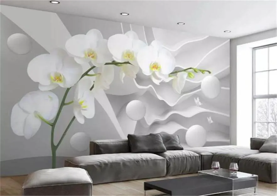 Carta da parati personalizzata 3d murale Dabstract Spazio Phalaenopsis Ball Soggiorno TV Sfondo Vincolato Muro Home Improvement Sfondi di seta8964184