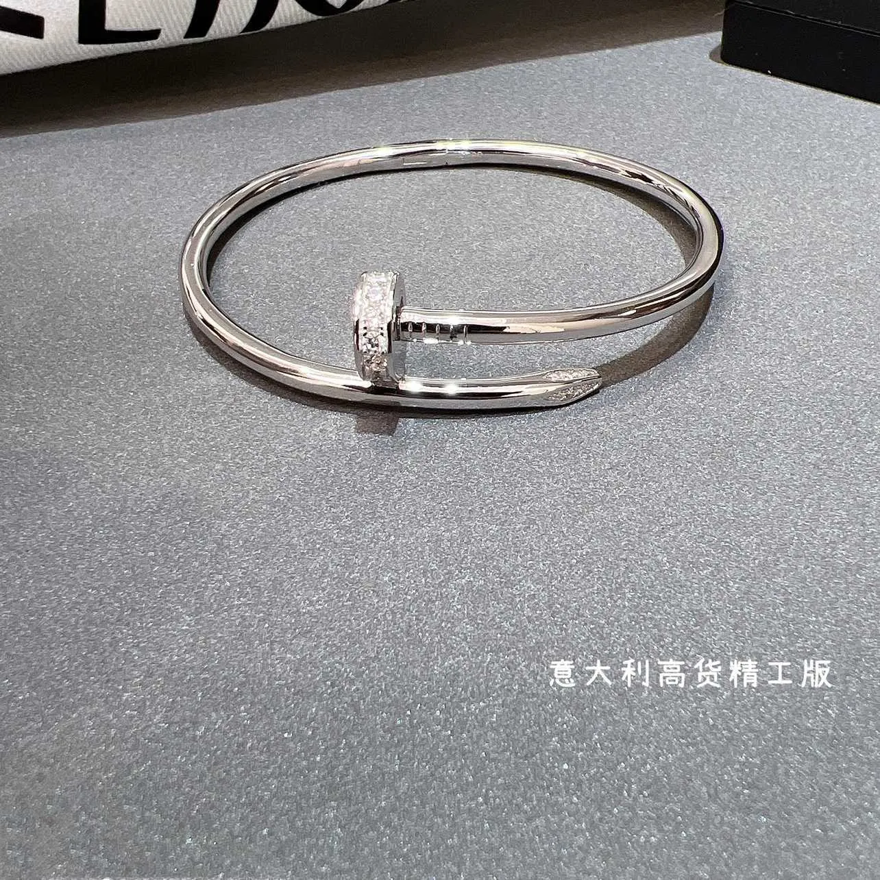 Gold Bracelet Nail Designer Bangles for Women and Men Italian Seiko S925 Pure Silver High end Unique Design Jewelry Light Luxury Texture New Style