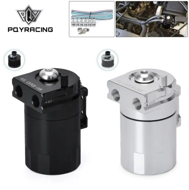 Verbijsterd Aluminium Oil Catch Can Reservoir Tank Olietank Met Filter Universeel Zwart Zilver PQYTK647203847