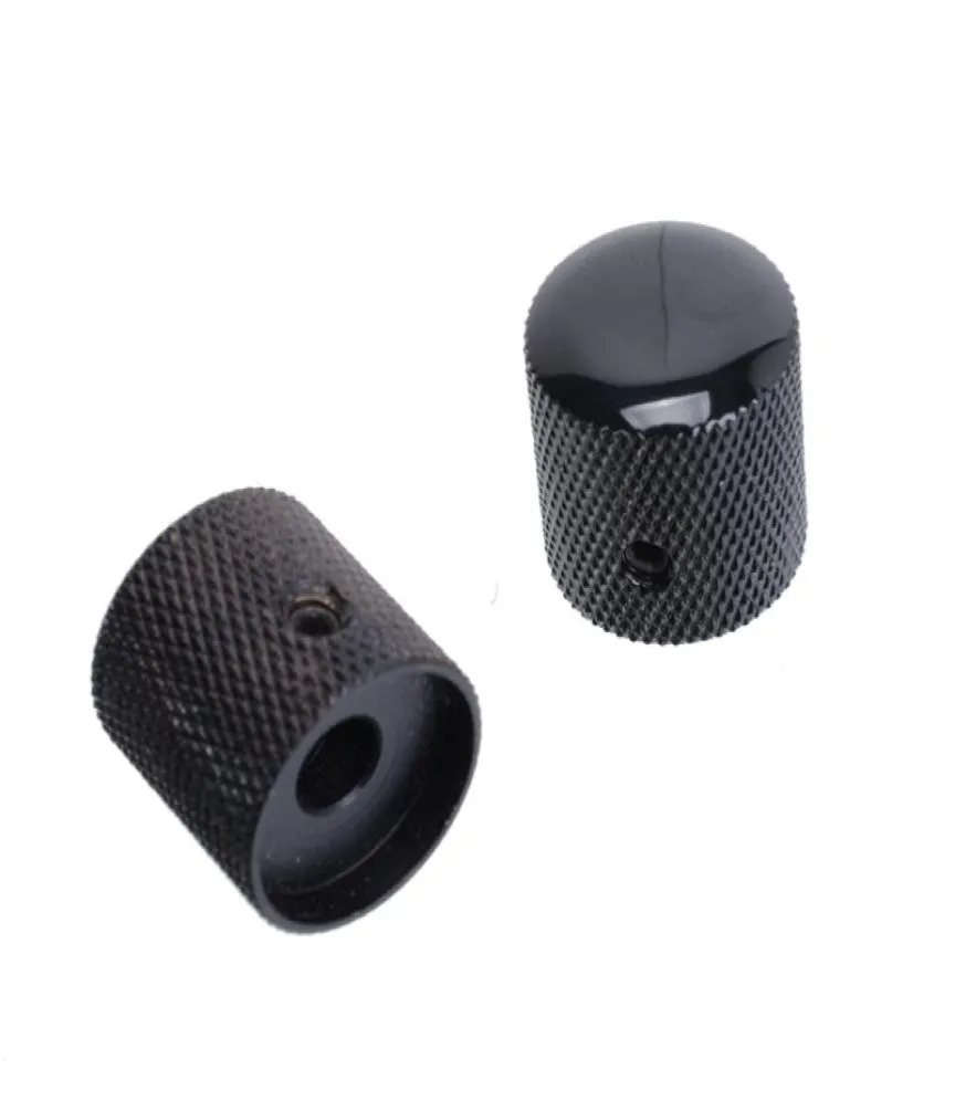 Bouton de réglage de tonalité de dôme de basse de guitare électrique en métal noir, boutons de contrôle de Volume de tonalité, vis hexagonales de verrouillage MU06215057736 4 pièces