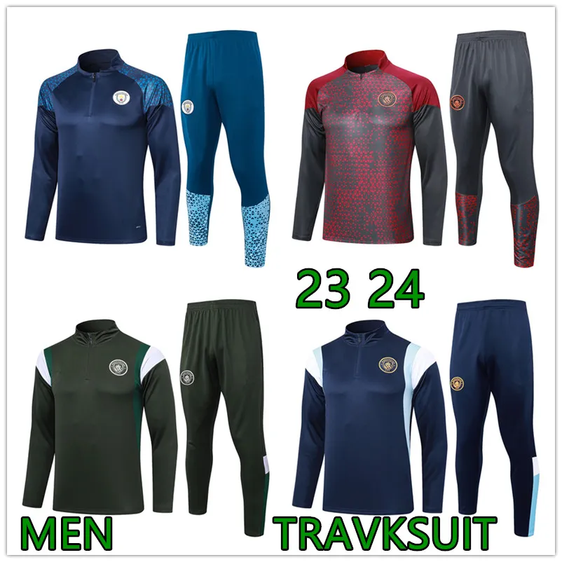 2023 2024 NOUVEAU SURVÊTEMENT DE FOOTBALL HAALAND Combinaison d'entraînement à demi-fermeture à glissière 23 24 MAN CITY Manches longues Sportswear Survêtement de football Survatment Chandal Ensembles de sweat-shirt