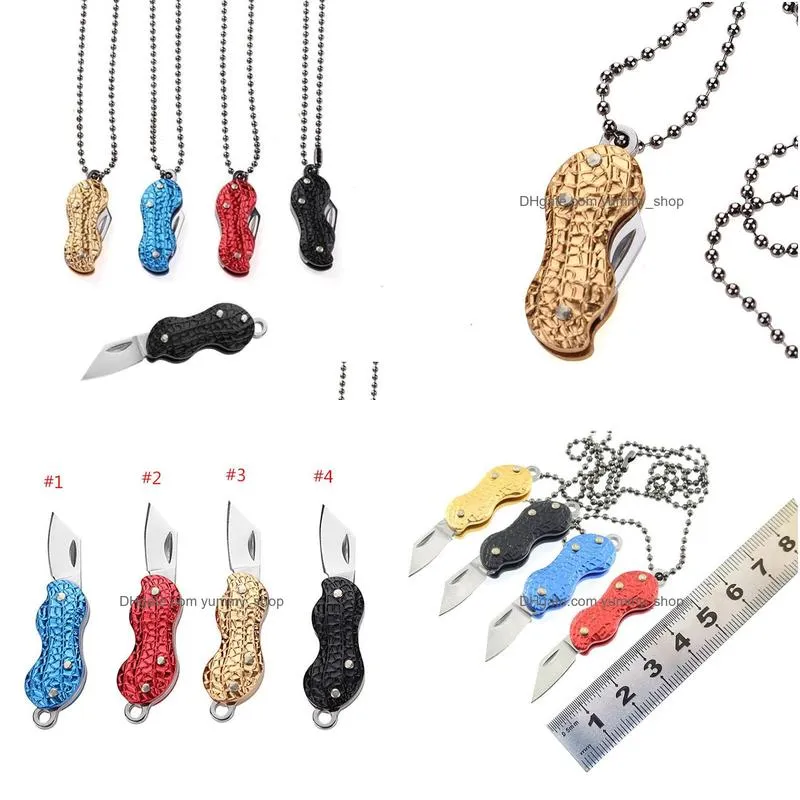 Pendentif Colliers Couteau pliant en acier inoxydable Creative Forme d'arachide Collier clé Mini Portable Outils extérieurs9300348 Drop Livraison DHL4F