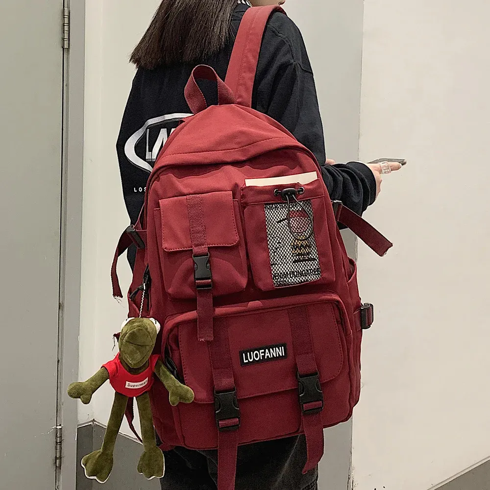 Mulheres menino náilon mochila de viagem malha feminino estudante faculdade saco de escola dos homens menina legal portátil masculino moda sacos de livro senhora 240229