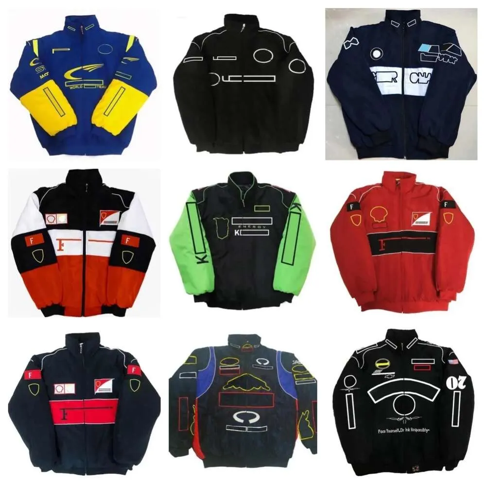 F1レーシングジャケット秋と冬のフル刺繍綿服スポットセールスカーロゴフル刺繍ジャケットカレッジレトロバイクジャケットWR