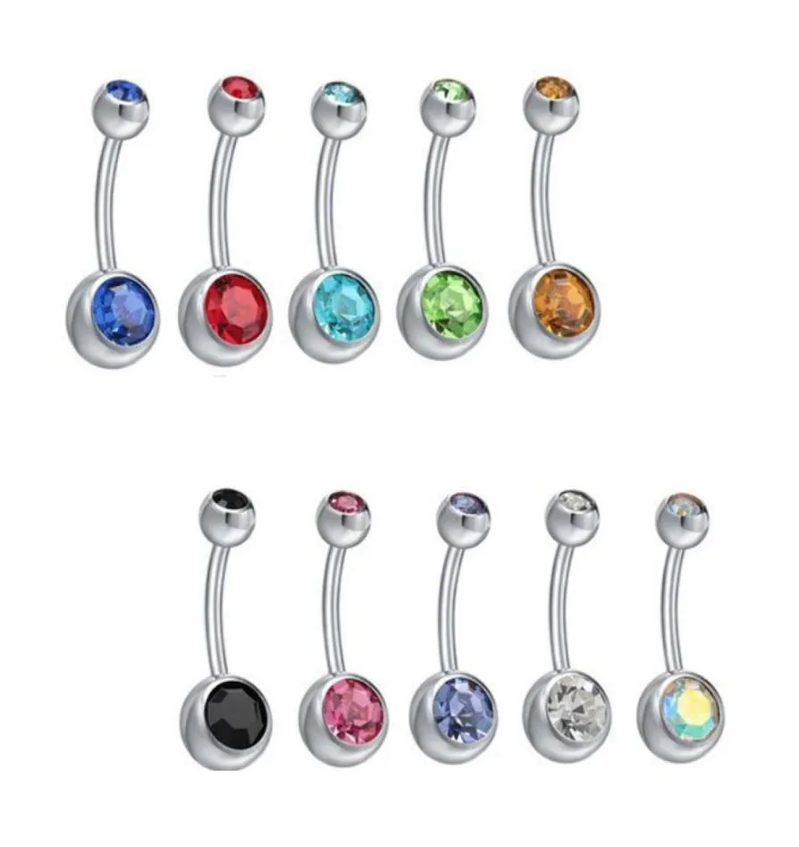 Anello per ombelico a doppia sfera in acciaio inossidabile 14G bilanciere per piercing all'ombelico curvo per il corpo per uomini e donne7867178