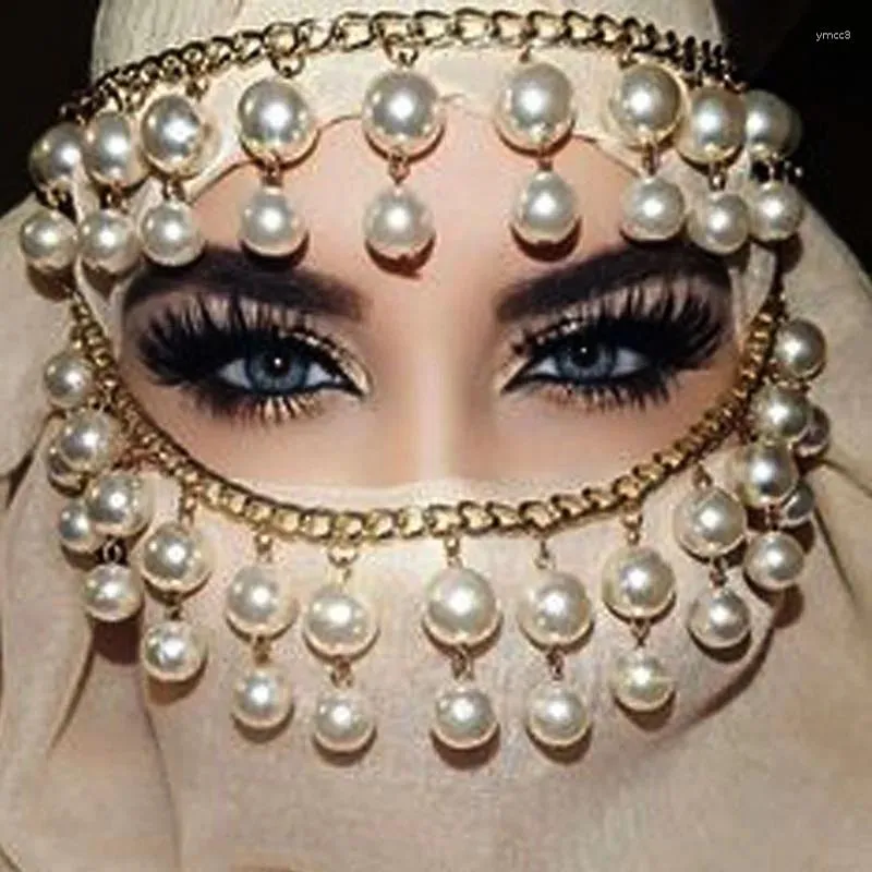 Haarspangen Hochzeit Perlen Accessoires Gesichtsmaske Schmuck Kopfschmuck Kopfkette Damen Luxus Mütze 2024