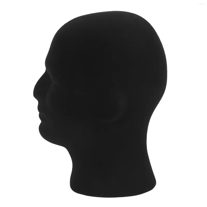 Bols Mâle Styromousse Mousse Mannequin Mannequin Tête Modèle Perruques Lunettes Cap Présentoir Noir