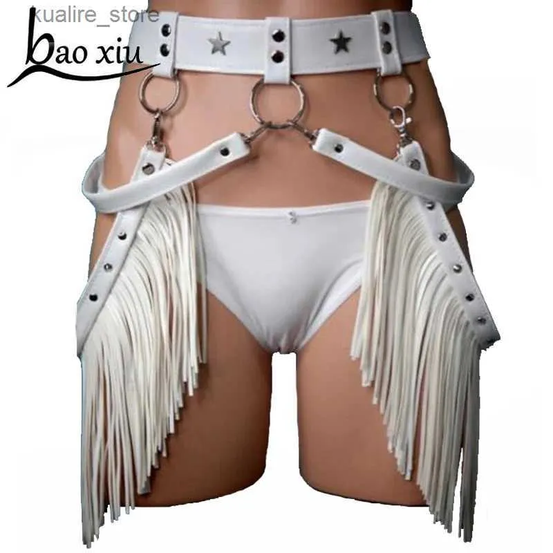 Cintos novo vintage borla boho franja cinto largo para mulheres personalidade couro bondage cintas cintura senhoras liga acessórios l240308