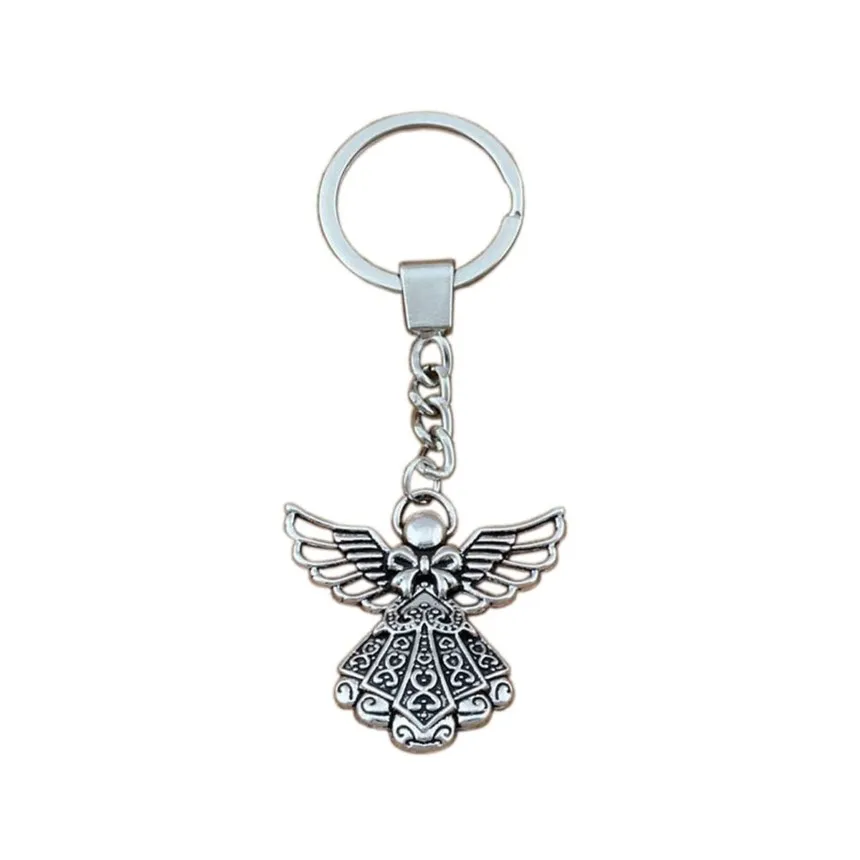 15Pcs lots Alloy Keychain Angel Charms Pendants Key Ring Travel Protection DIY Accessories 38 8x42 5mm A-453f260D