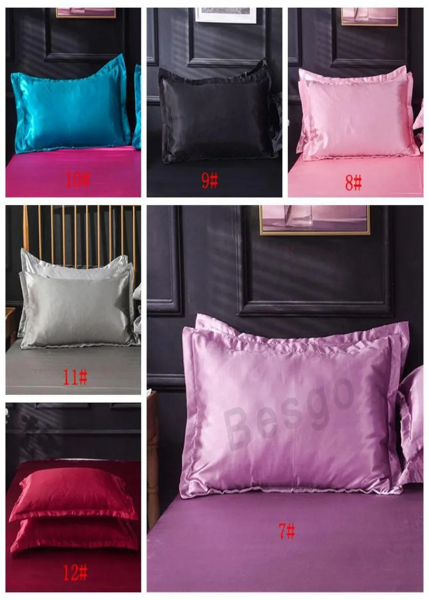 2pcsset Solid Color Silk Pillow Cases Double Face Pillowcase Summer High Quality Silk Satin Pillow Cover Bedding Supplies DBC BH28446476