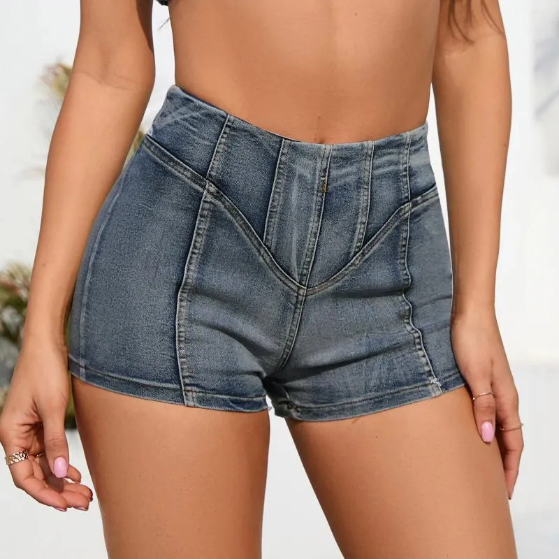 Damesshorts Strak denim Hoge taille Mager gewassen uitsnede Nachtclub Feest Vrouwelijke mode Casual Sexy Booty Jeans