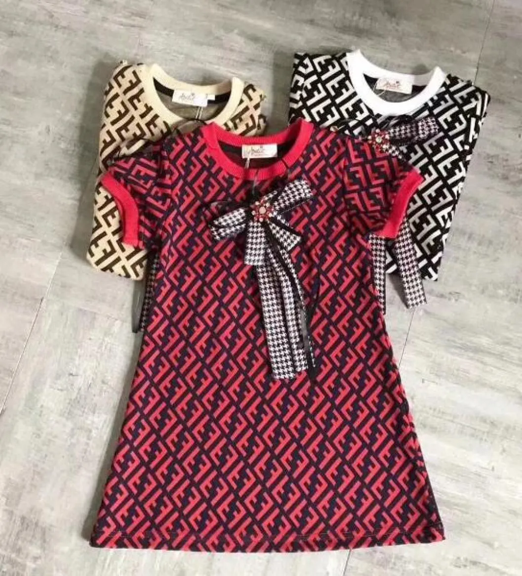 High end girls dress summer INS new arrivals Girls bowknot letter printed Design high quality cotton doll collar chi1872514