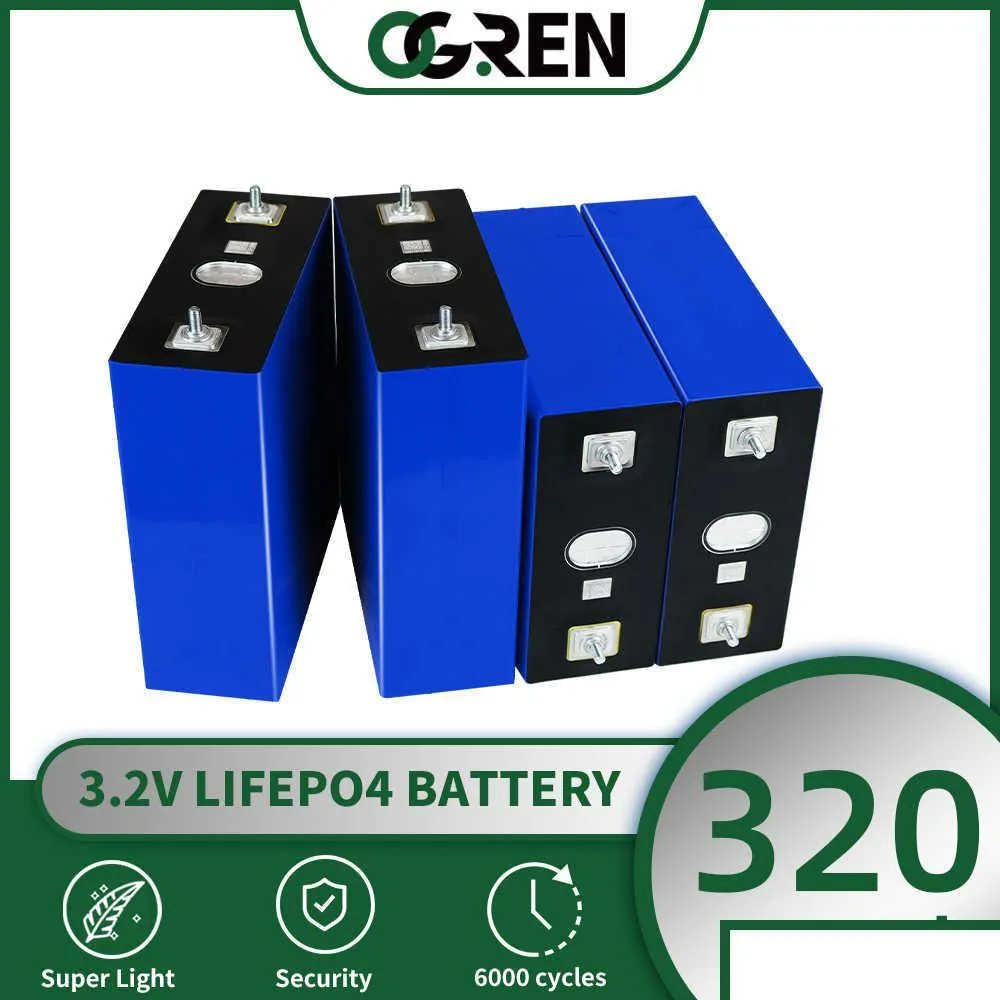 Batteries Lifepo4 320Ah 280Ah 200Ah 105Ah Batterie 3.2V Lithium Fer Phosphate Pack solaire 12V 24V 48V Ev RV Bateau Golf Cart Chariot élévateur Dro Dhkos