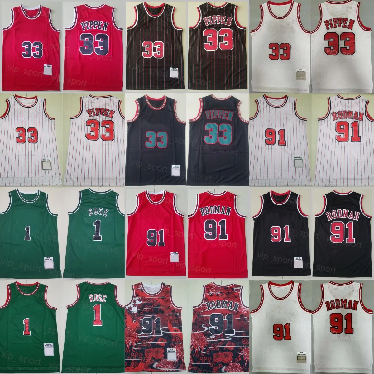 Retro Basquete Retrocesso Dennis Rodman Jersey 91 Scottie Pippen 33 Equipe Vintage Vermelho Listra Branca Ponto Preto Boa Qualidade Aposentado para Fãs Esportivos Respirável