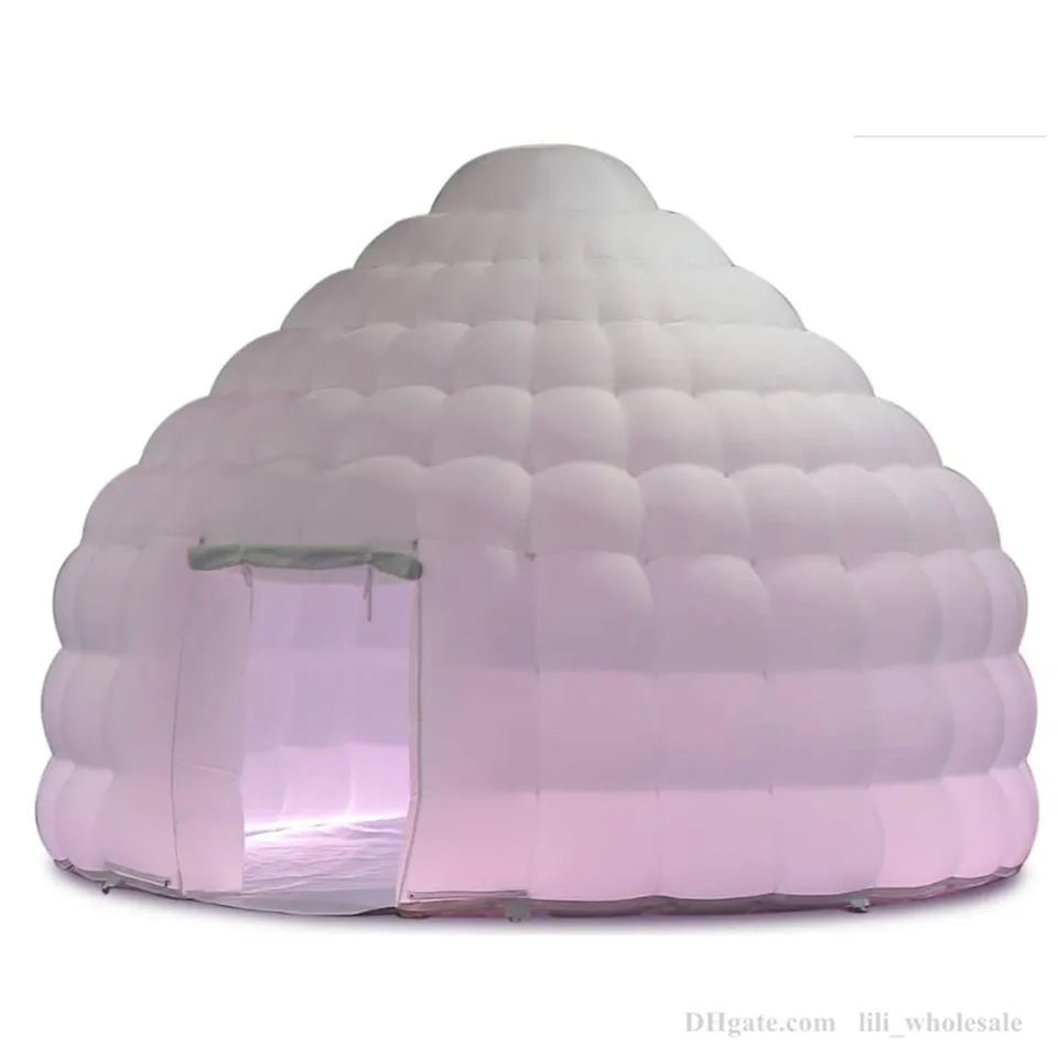 wholesale Tente gonflable blanche exquise d'igloo de dôme avec la maison d'air de luxe légère menée pour la publicité juste d'événement