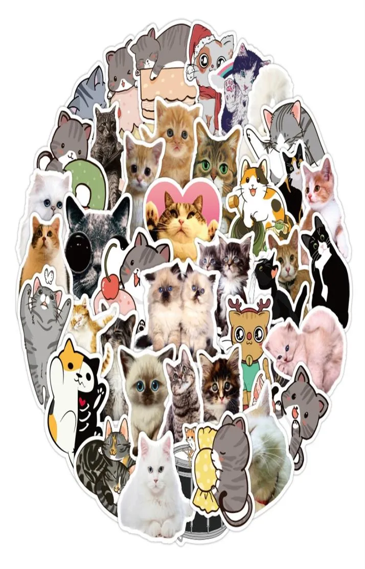 سيارة 50pcs كربون لطيف Cat Sticker Skatboard Graffiti Pack Pack Pack Stickers Car Car Captop Motor Motor Pike Non429980