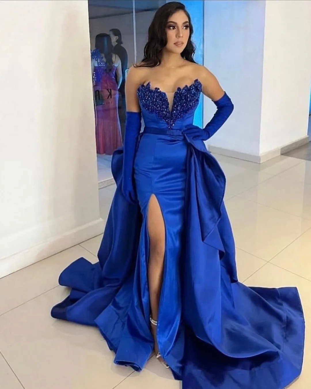 Royal Blue Mermaid Appliques Dresses