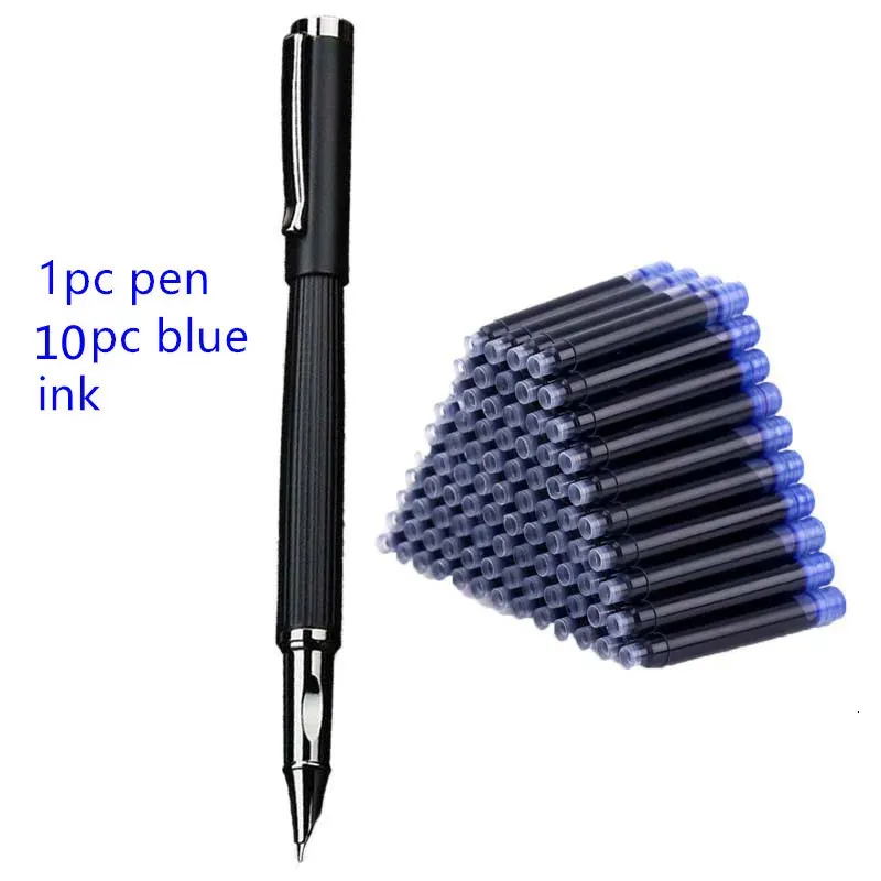 مجموعة عالية الجودة 727 نافورة القلم أقلام الحبر المعدني Frosted Black F Nib Converter Filler Office Office Schools Schools Writing 240306