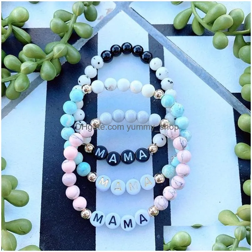 mama strands bracelet natural stone beaded stretch bracelets for women fashion jewelry will and sandy black green