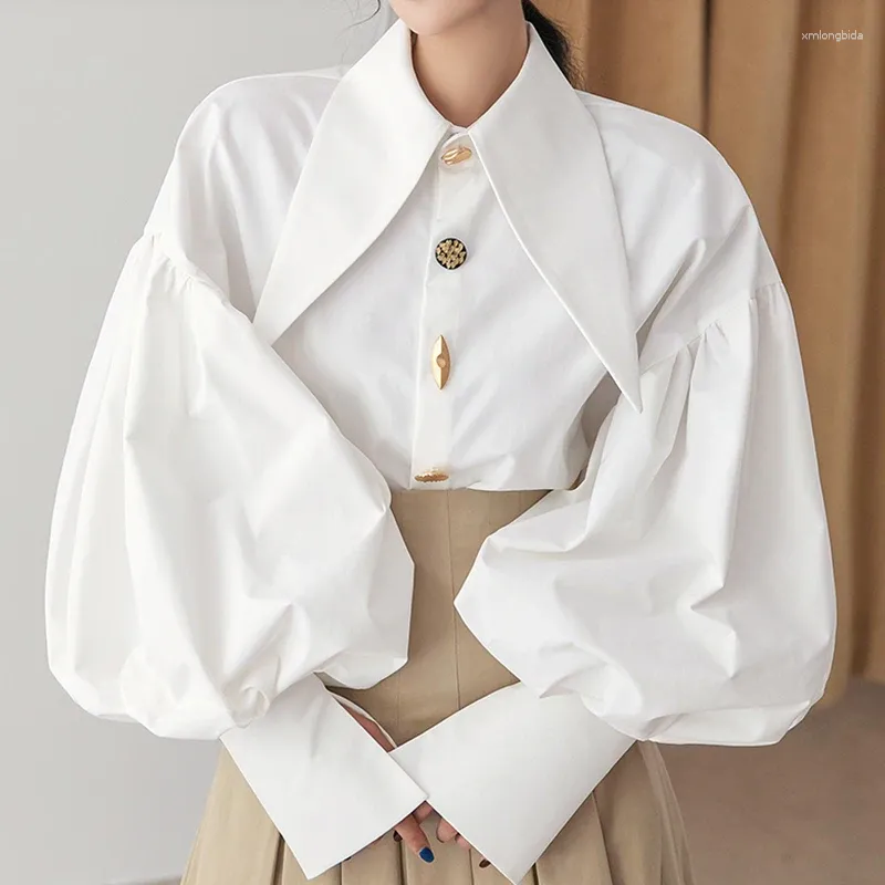 Bluzki damskie biuro bluzka luźna latarnia Biała koszula Kobiety Korean Bottom Blusas Mjer de Moda 2024 Kobiety Tops
