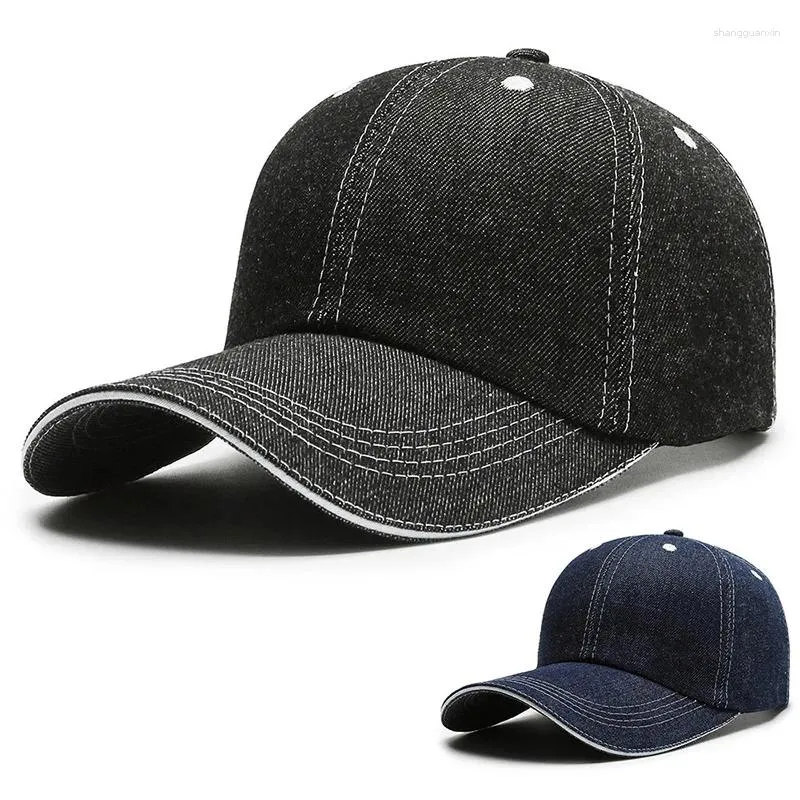 Casquettes de baseball en denim pour hommes et femmes, chapeaux de soleil solides, grands avant-toits, respirants, unisexes, pour l'extérieur, sueur, printemps et été