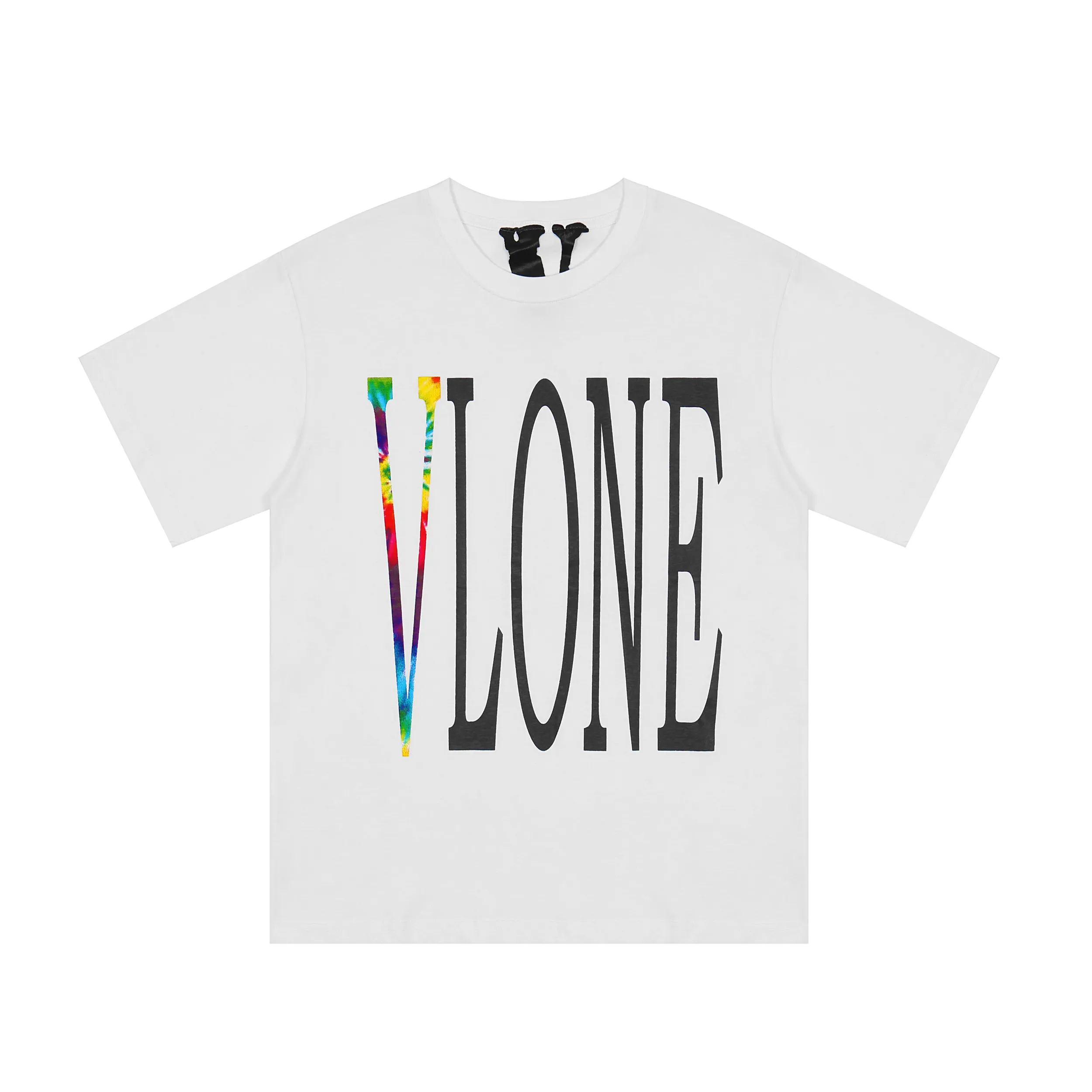 Vlone T-Shirt Büyük "V" Tshirt Erkekler / Kadın Çiftleri Sıradan Moda Trend High Street Gevşek Hip-Hop100% Pamuklu Baskılı Yuvarlak Boyun Boyutu S-XL 6115