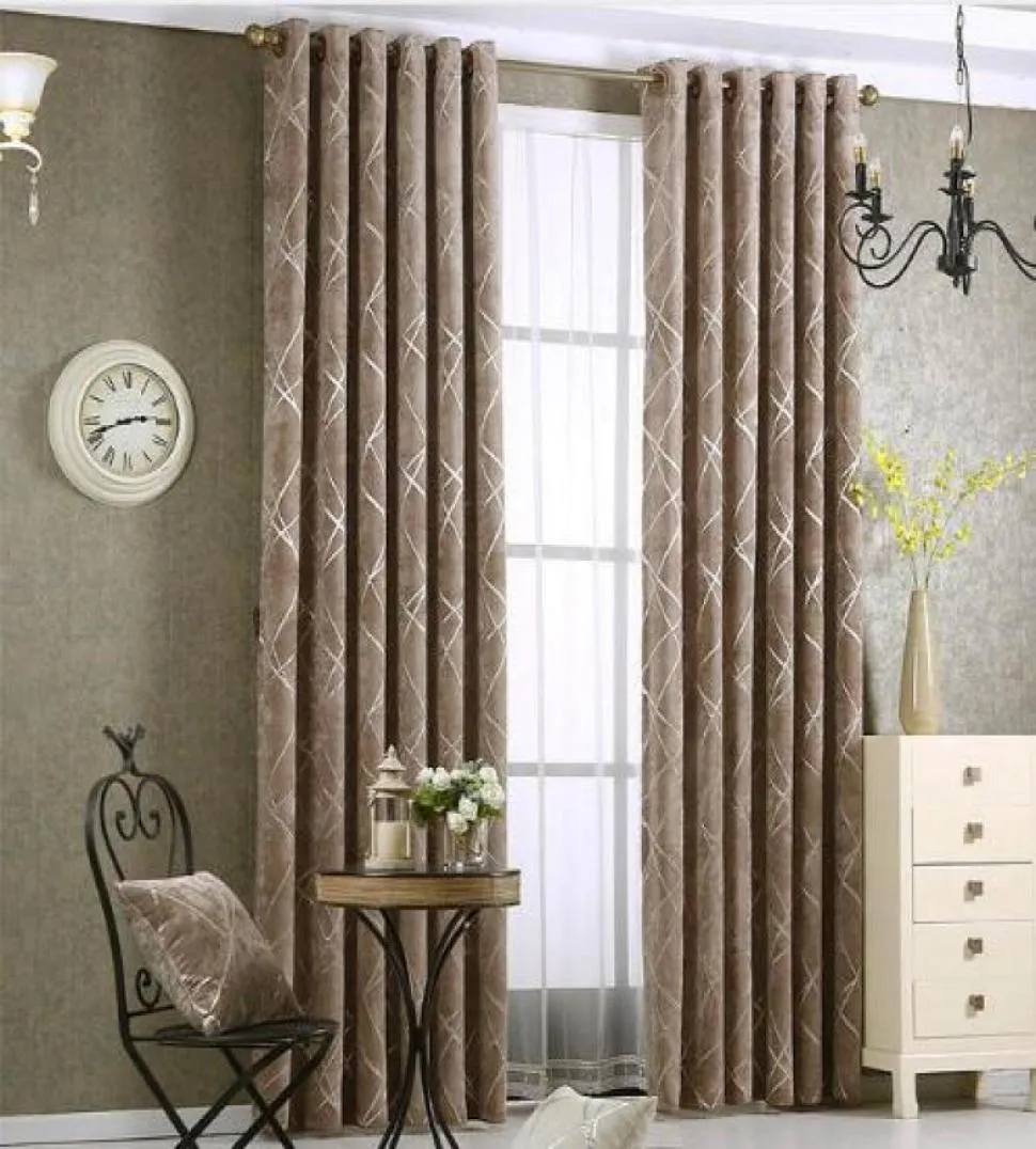 Chenille jacquard Silver Blackout Curtain For Bedroom Modern Blind Fabric Grey Drapes for Living Room Window Custom size8583368