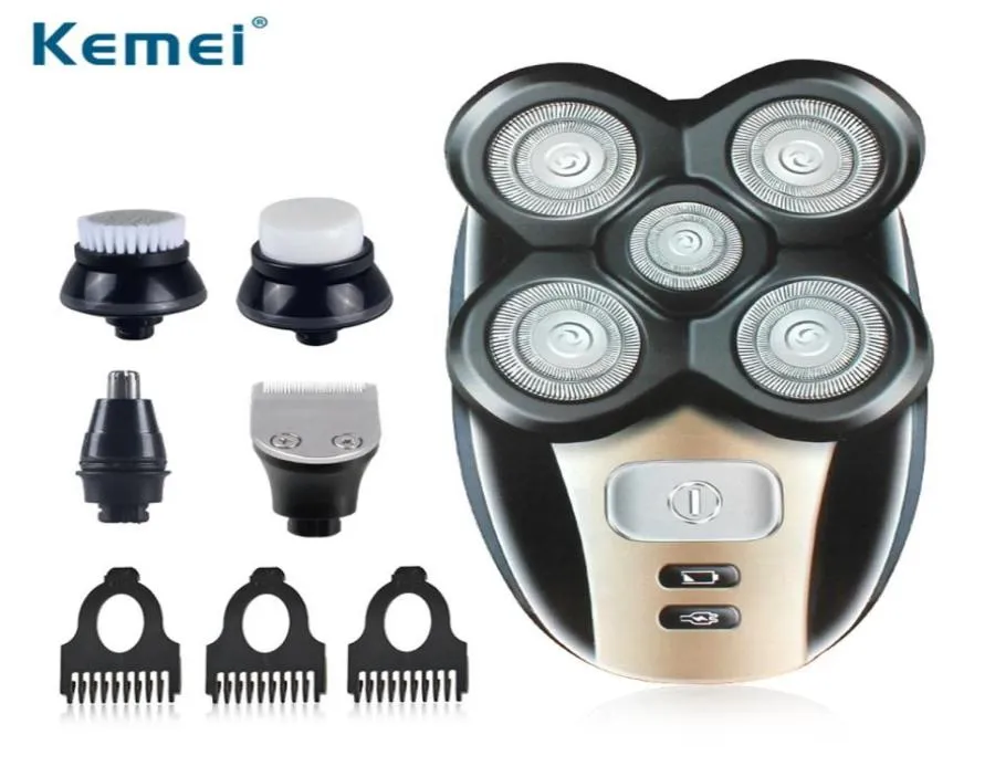 Kemei 5 en 1 rasoir électrique 5 têtes de lame rasage électrique rasoirs rechargeables multifonction hommes soins du visage lavable299f8521115