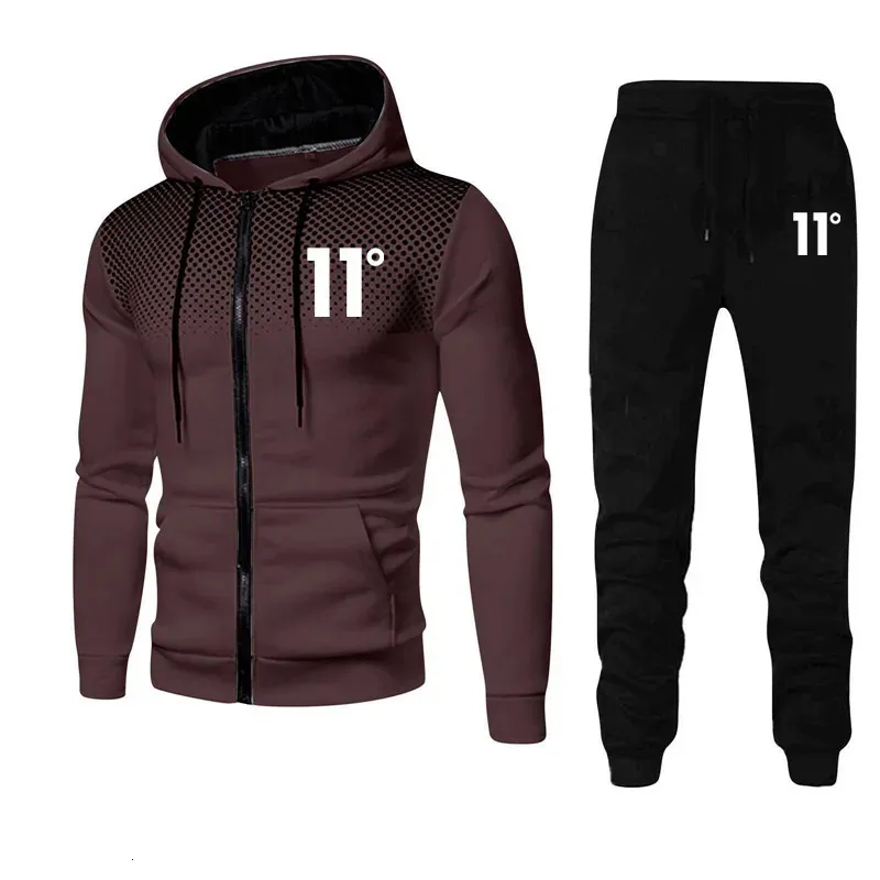11 digit pattern Mens Sport Sets HoodiesRunning Pants 2Piece Suits Casual Sweatshirts Tracksuit Polka Dot Sportswear 240301