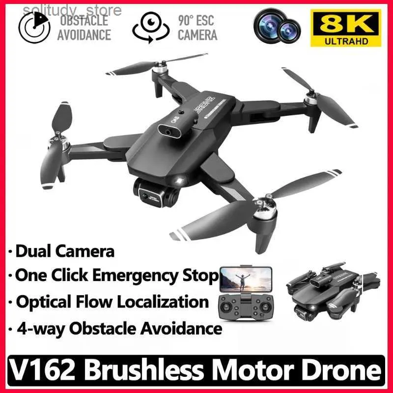 Drones 8K HD Mini V162 Drone double caméra évitement d'obstacles photographie aérienne quadrirotor grossissement 50x pour voyage en plein air Q240308