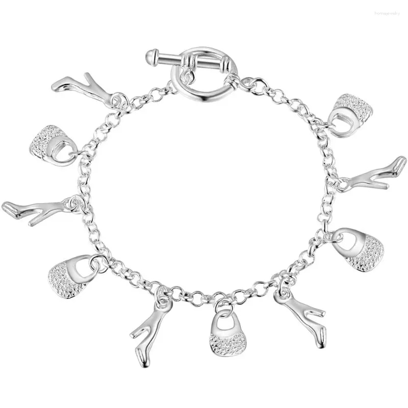 Bracelets à maillons en argent Sterling 925 pour femmes, bijoux de noël à la mode, chaussures à talons hauts, serrure à AH052, vente en gros