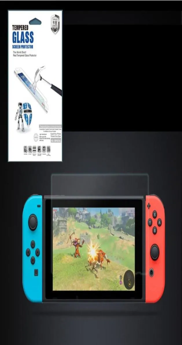 For Nintendo Switch Tempered Glass HD AntiScratch Glass Screen Protector 50pcslot retail package9092135