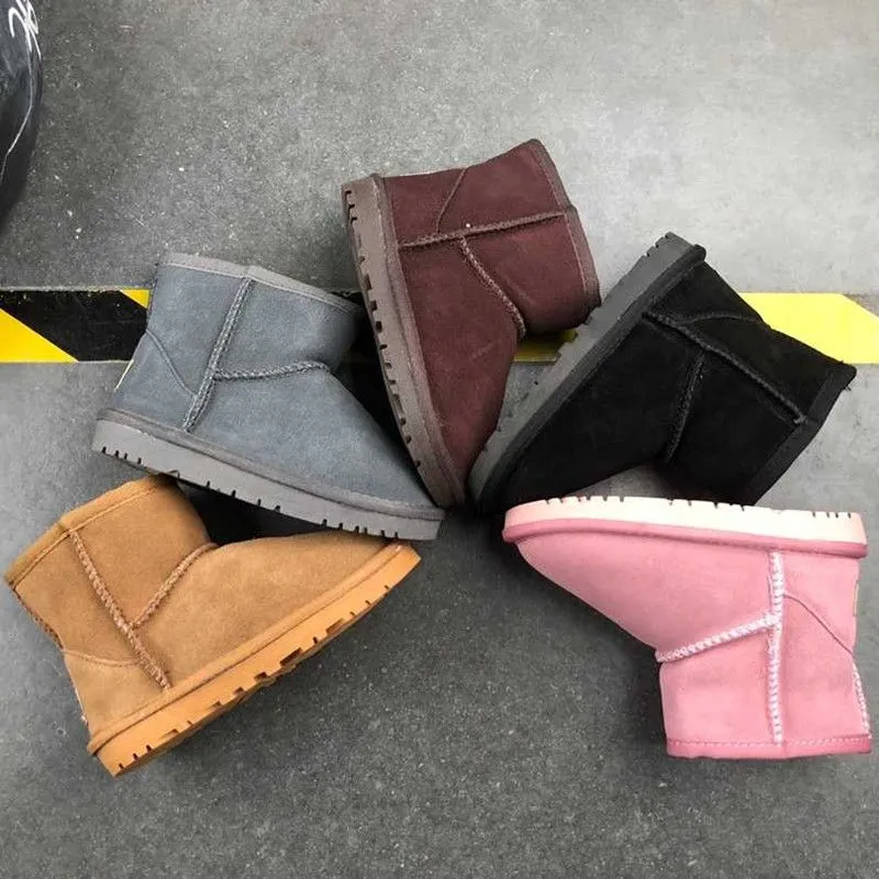 Designer Infant Australia Button Suede Kids Toddlers Winter Snow Boots k Classic Mini Short Brown Black Pink Boys Girls SheepSkin Cotton-Padded Chestnut Flats