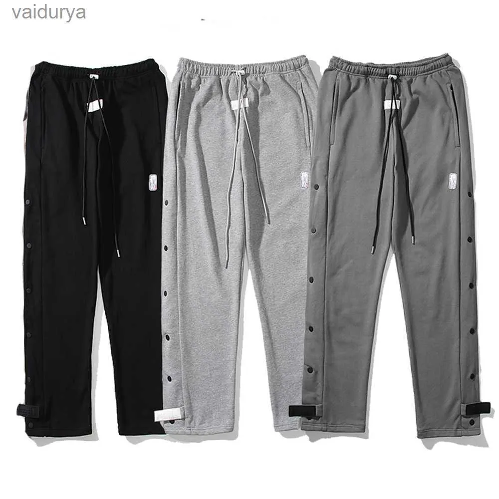 Men's High Side button Sweatpants sports trousers Streetwear 240308