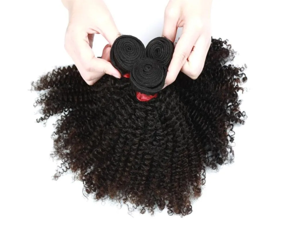 9A Afro Kinky Curly Hair Extension 3 Pacotes ou 4 Pacotes Brasileiro Indiano Malaio 100 Cabelo Humano Virgem Cor Natural 828inch1768963