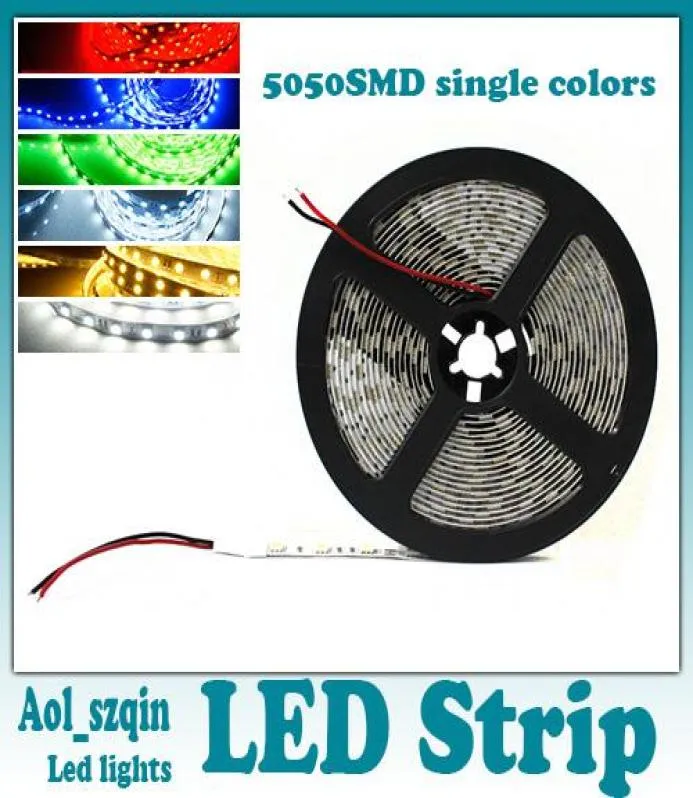 Najwyższa jakość 5050 SMD LED Strip Light Pojedynczy kolor Pure chłód ciepły biały zielony zielony niebieski żółty bezwrożny 300LEDS 5MREEL2617325